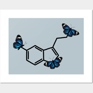 Blue Monarch Butterfly Serotonin Structure Posters and Art